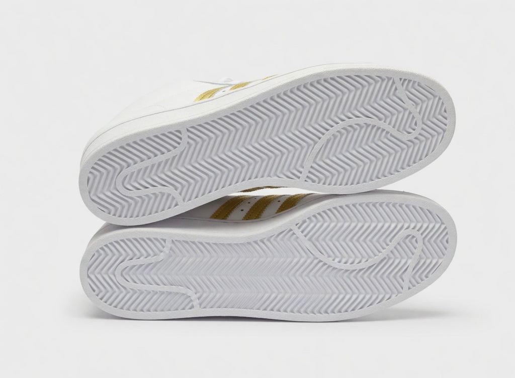 Adidas Superstar White & Gold Sneakers – Men’s Size 10