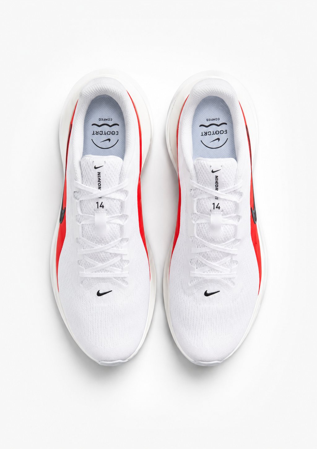 Nike Downshifter 14 Men’s Road Running Shoes Size 10.5 (White/Red) Lightweight & Comfortable