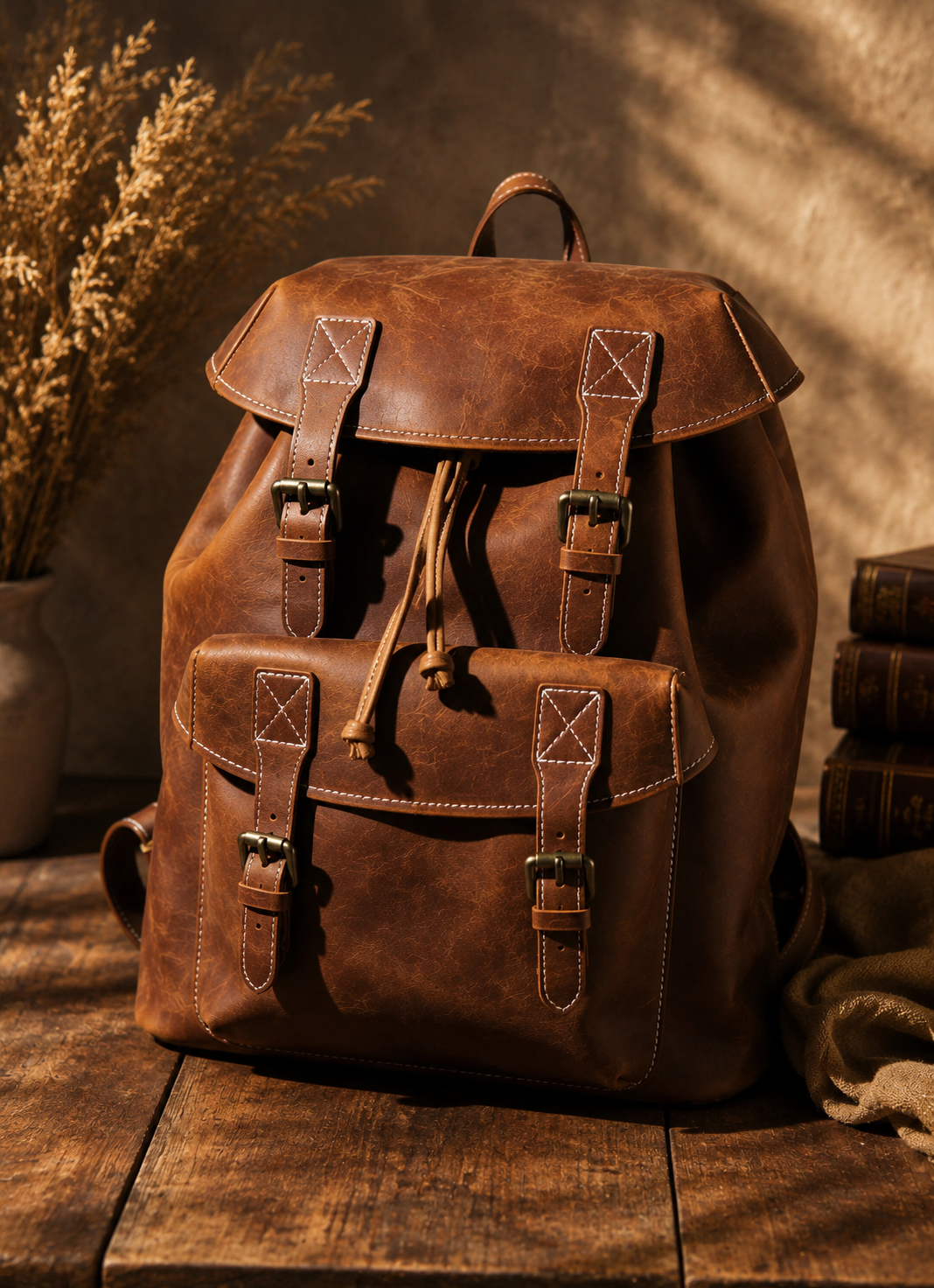 The Heritage Leather Knapsack 19L Full-Grain Cowhide Backpack