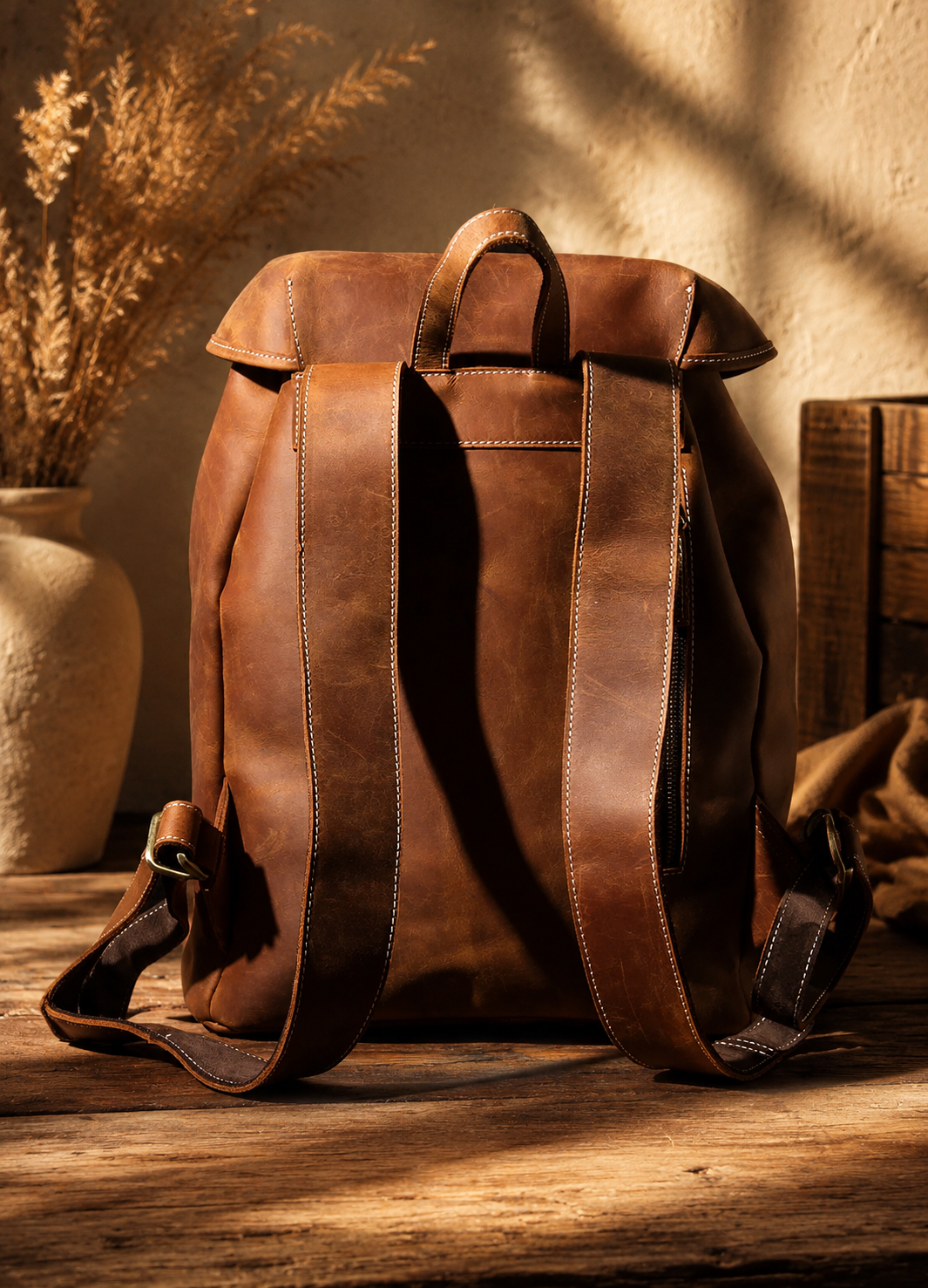The Heritage Leather Knapsack 19L Full-Grain Cowhide Backpack