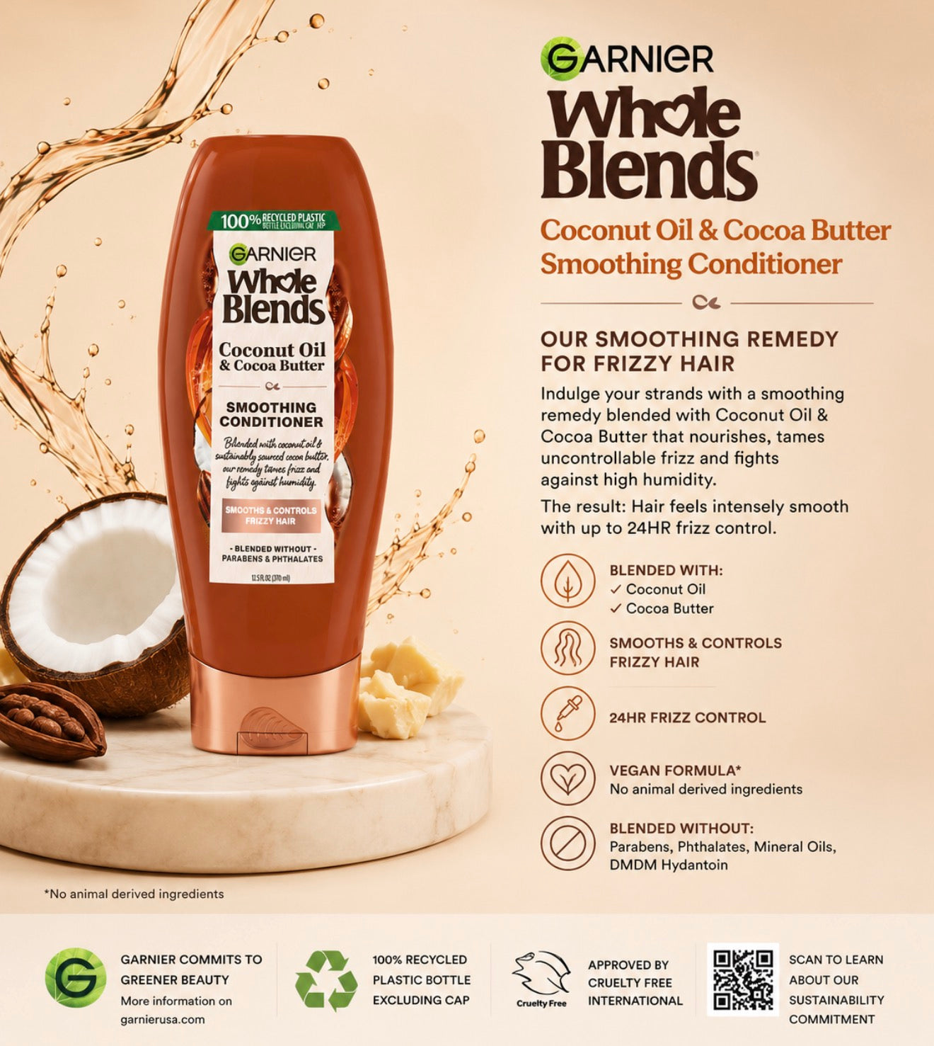 Garnier Whole Blends Coconut Oil & Cocoa Butter Smoothing Conditioner