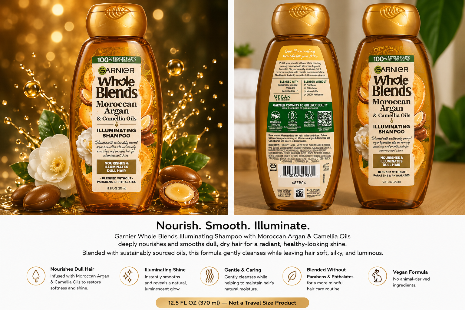 Garnier Whole Blends Moroccan Argan & Camellia Oils Illuminating Shampoo