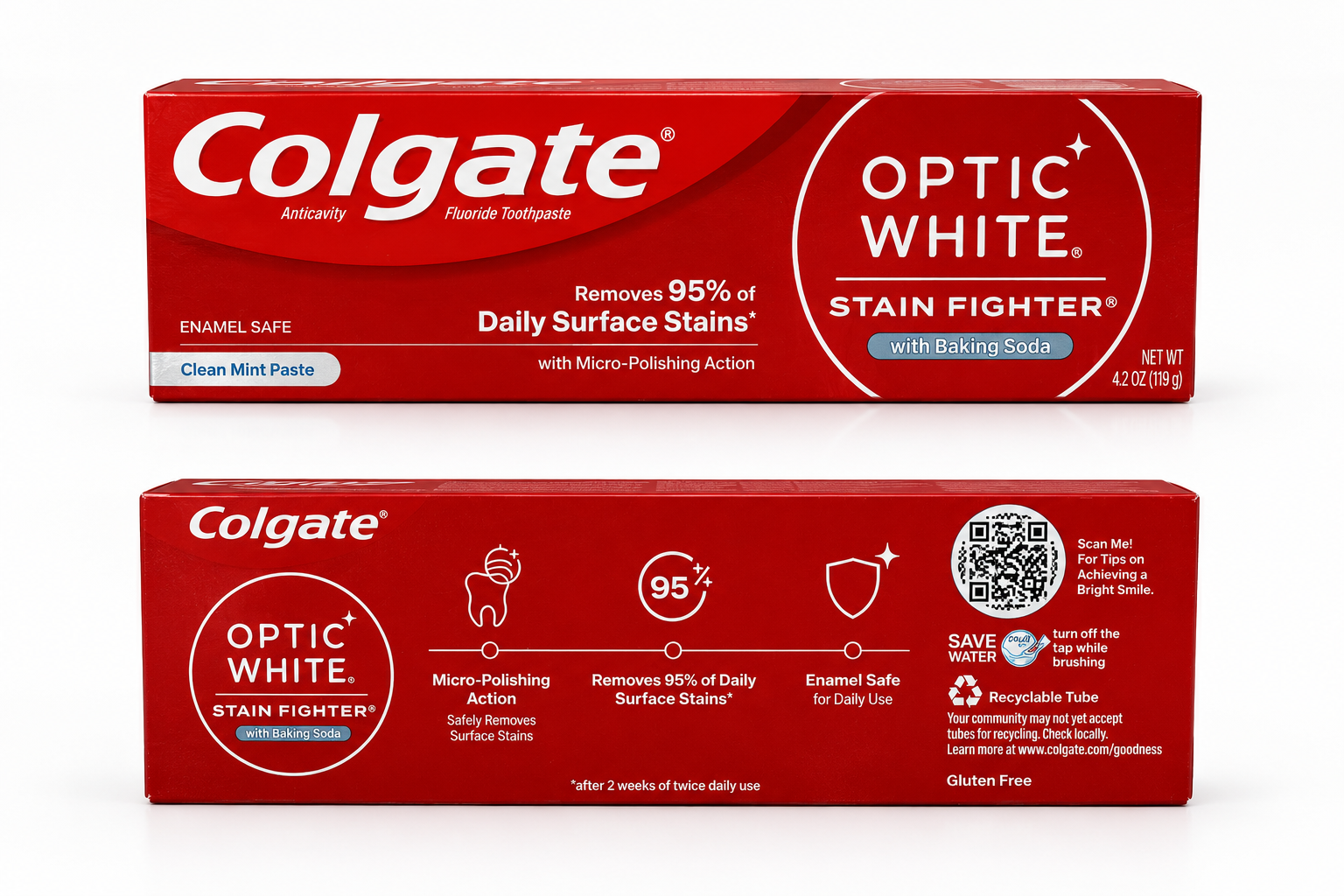 Optic White Stain Fighter Toothpaste with Baking Soda