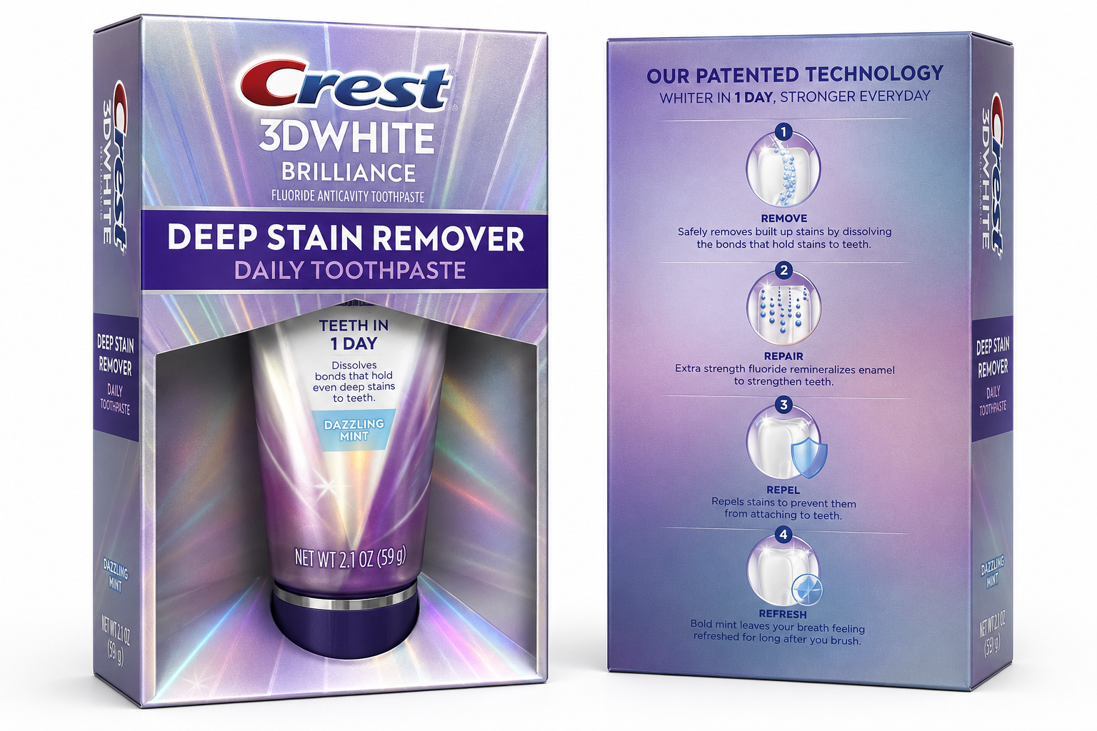 3D White Brilliance Deep Stain Remover Toothpaste Dazzling Mint