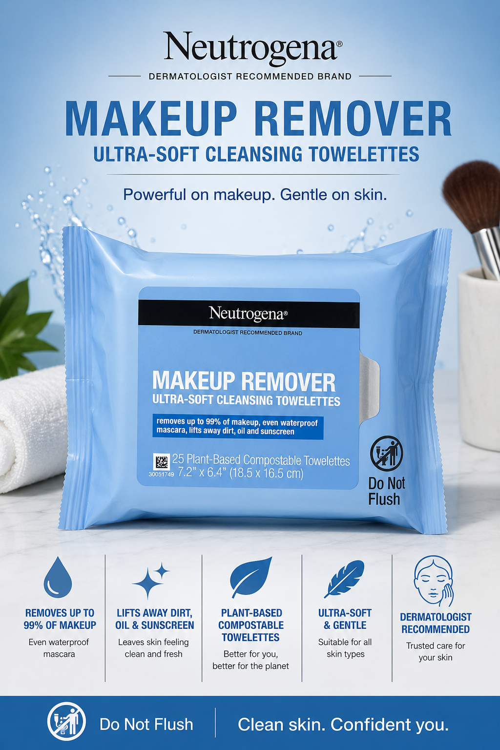 Neutrogena Makeup Remover Ultra Soft Cleansing Towelettes – 25 Count