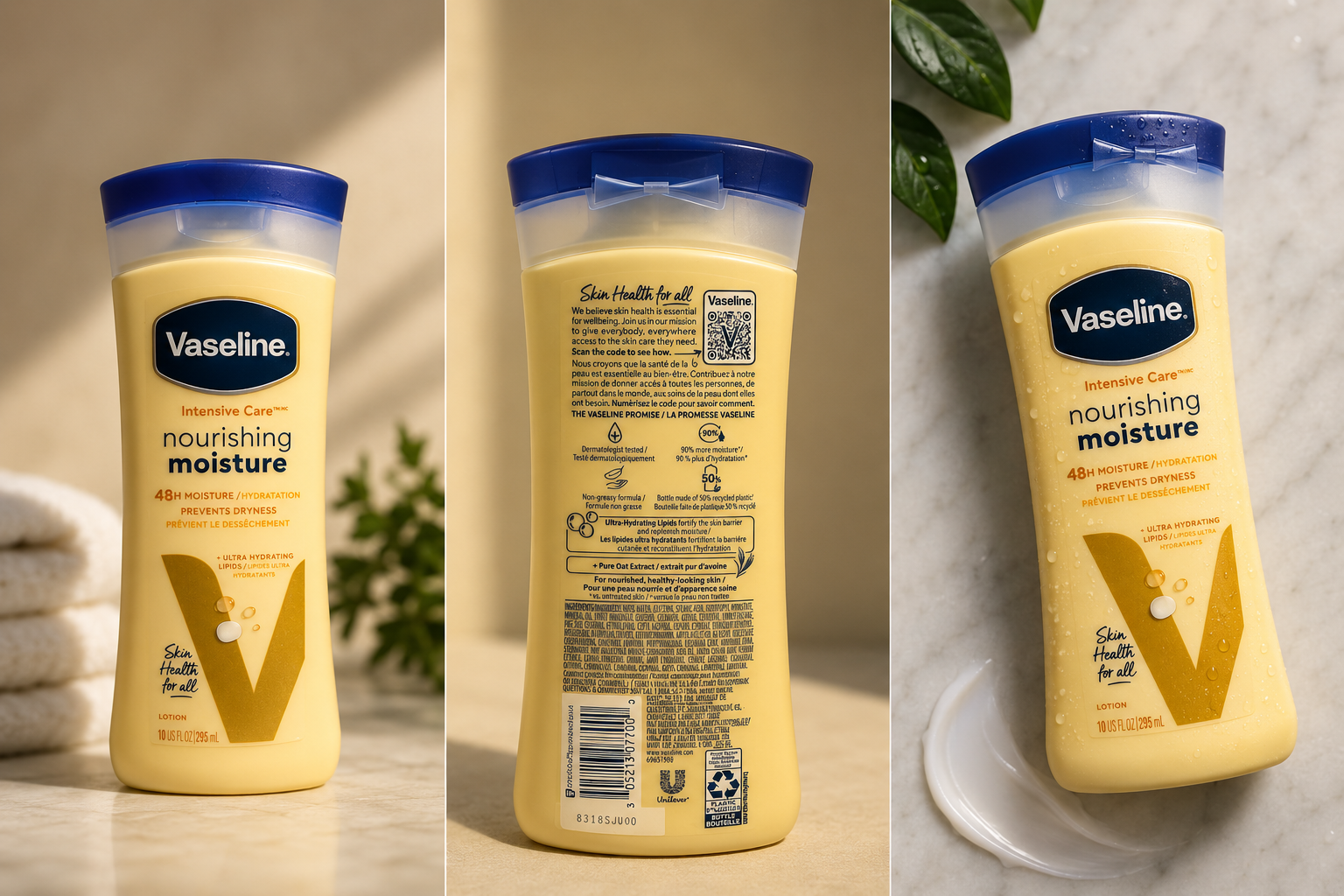Vaseline Intensive Care Nourishing Moisture Body Lotion – 48HR Hydration, 10 fl oz