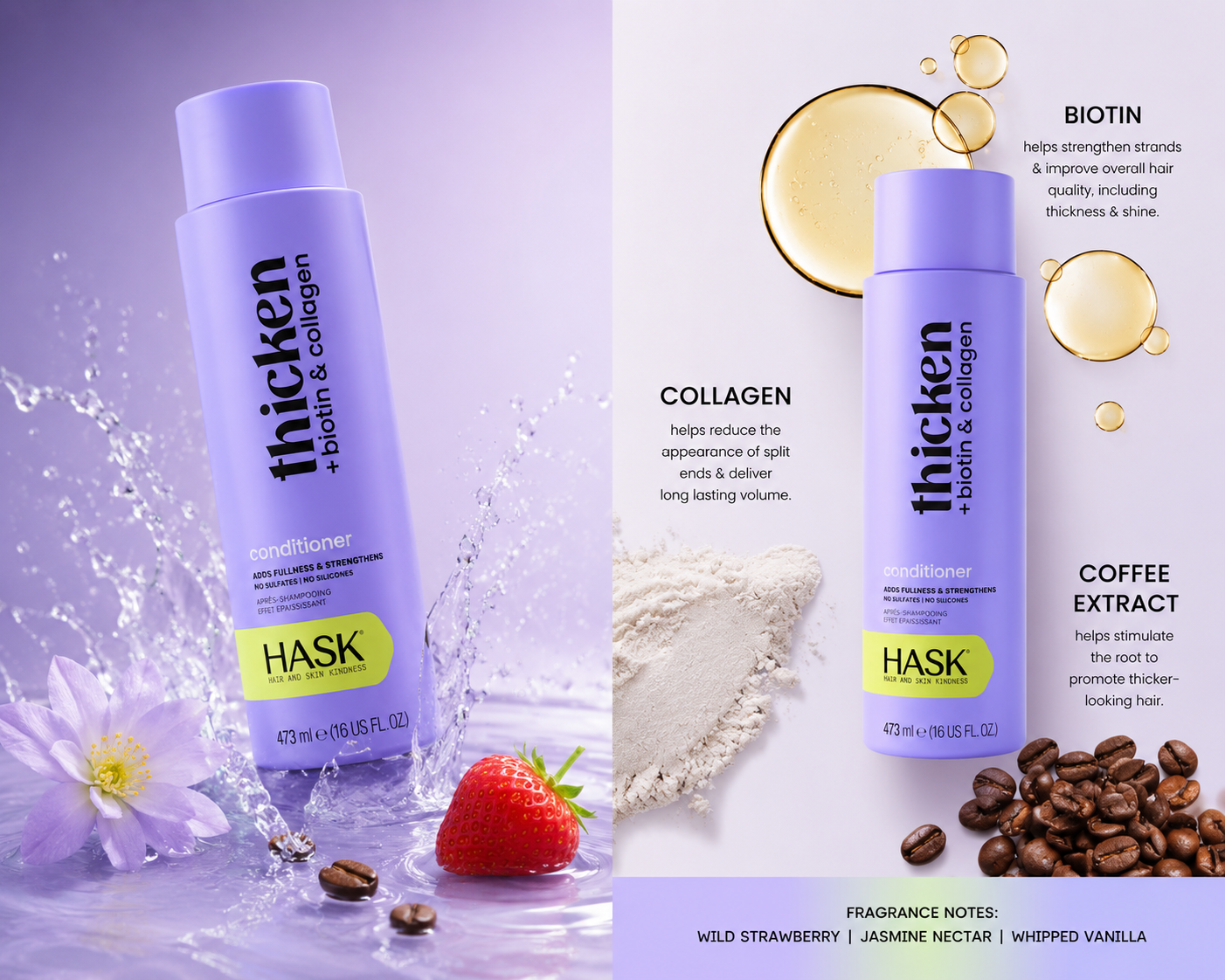 HASK Thicken Biotin & Collagen Conditioner – Volumizing & Strengthening Formula