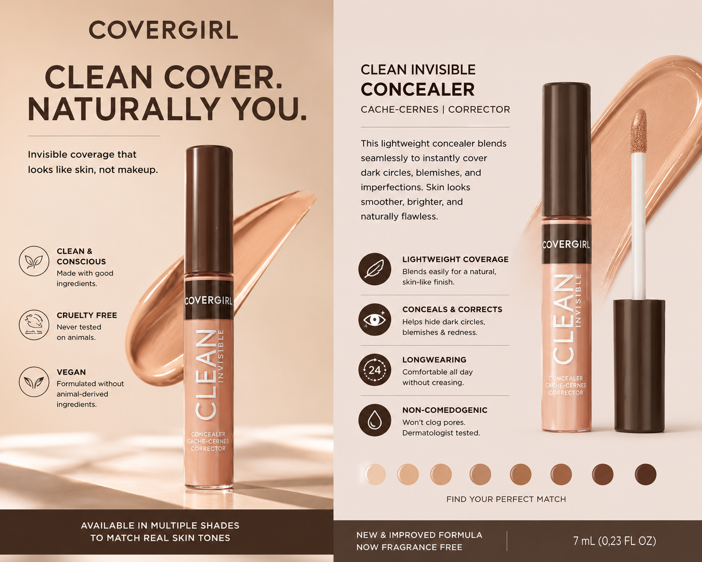 COVERGIRL Clean Invisible Concealer Lightweight Full Coverage Concealer