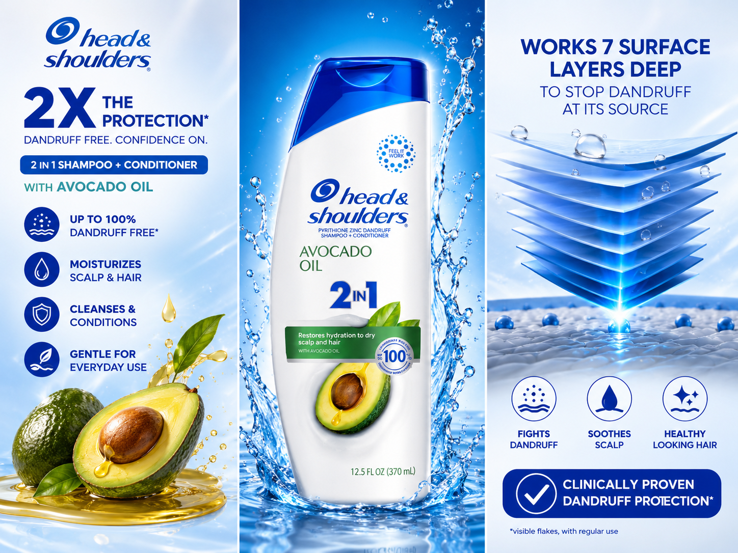 2-in-1 Avocado Oil Anti-Dandruff Shampoo + Conditioner by Head & Shoulders