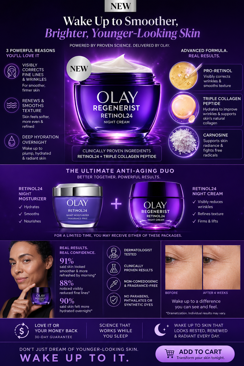 Olay Regenerist Retinol24 Night Cream Wake Up to Younger-Looking Skin