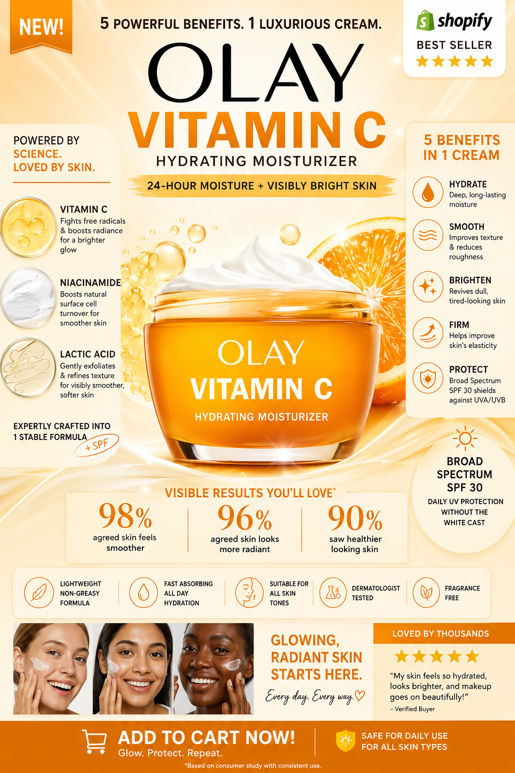 Olay Vitamin C Hydrating Moisturizer 24 Hour Glow & Deep Hydration