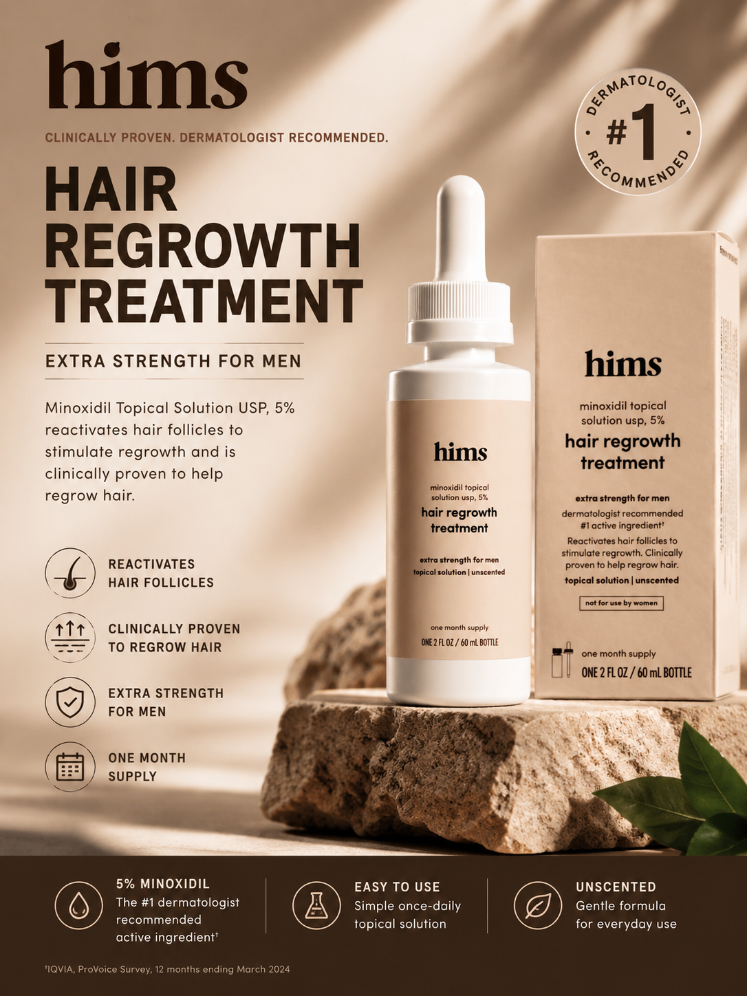 Hims Minoxidil 5% Hair Regrowth Treatment for Men Extra Strength Formula