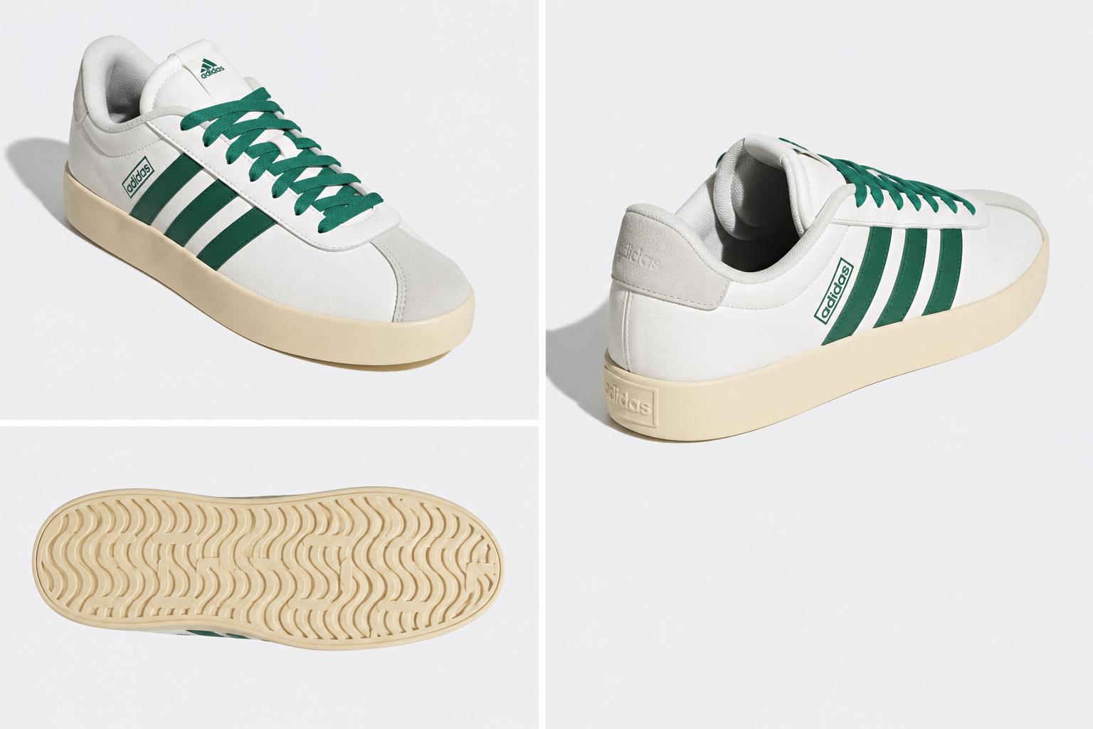 Adidas VL Court 3.0 Shoes White Green Classic Sneakers Size 9