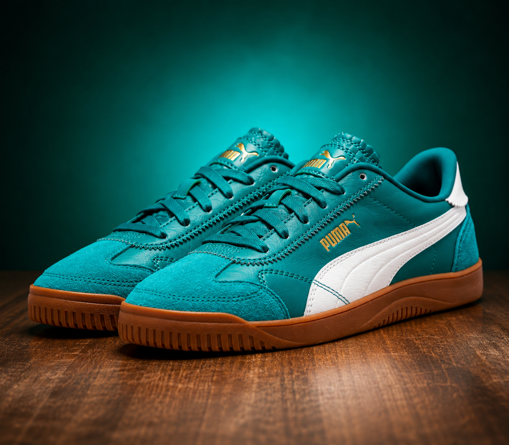 PUMA Club 5v5 Lux Men’s Sneakers Green/White Gum Sole | Authentic PUMA Certified | Premium Street Style SIZE 9