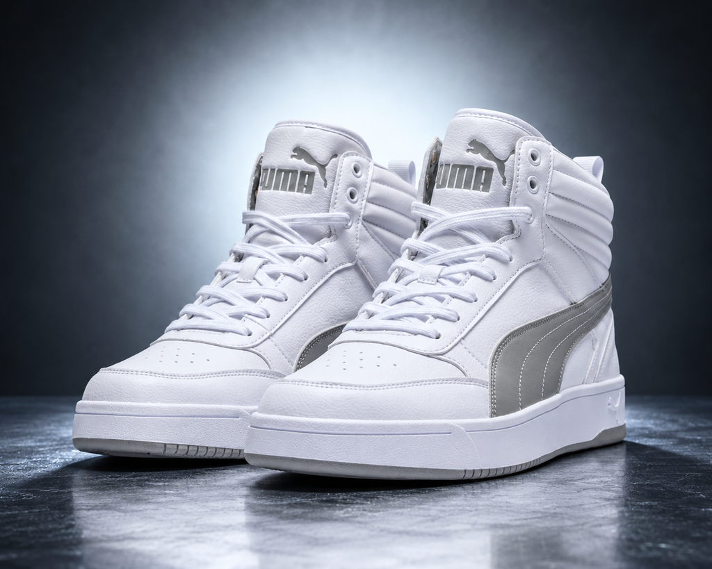 PUMA Dribble Mid Top Sneakers White/Smokey Gray | Authentic PUMA Certified | Men’s Size 11