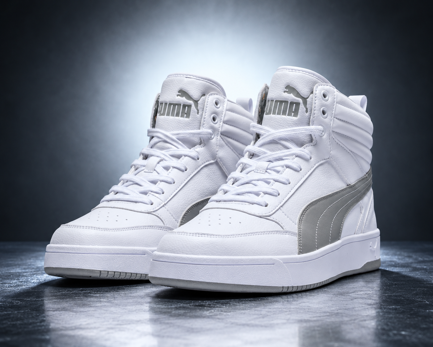 PUMA Dribble Mid Top Sneakers White/Smokey Gray | Authentic PUMA Certified | Men’s Size 11