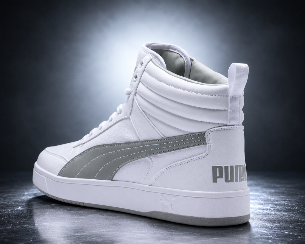PUMA Dribble Mid Top Sneakers White/Smokey Gray | Authentic PUMA Certified | Men’s Size 11