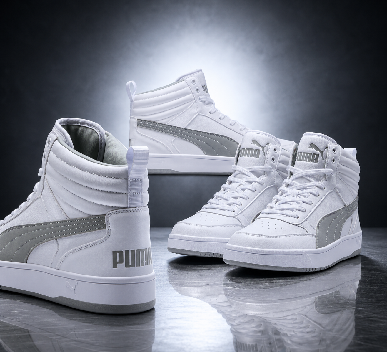 PUMA Dribble Mid Top Sneakers White/Smokey Gray | Authentic PUMA Certified | Men’s Size 11