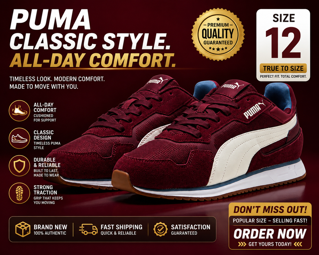 PUMA ST Runner Sneakers Size 12 Burgundy/White