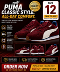 PUMA ST Runner Sneakers Size 12 Burgundy/White