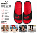 PUMA Cool Cat 2.0 Men’s Slide Sandals Black/Red Size 9 Comfort Slip-On Casual Slides